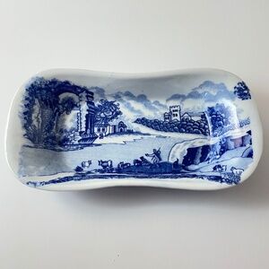 Vintage Victoria Ware Ironstone Blue & White Celery Dish Relish Tray